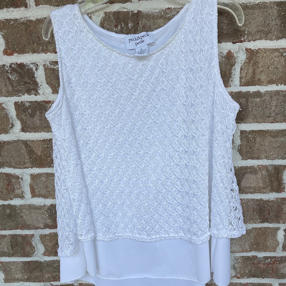 PLg lace/sheath tank white